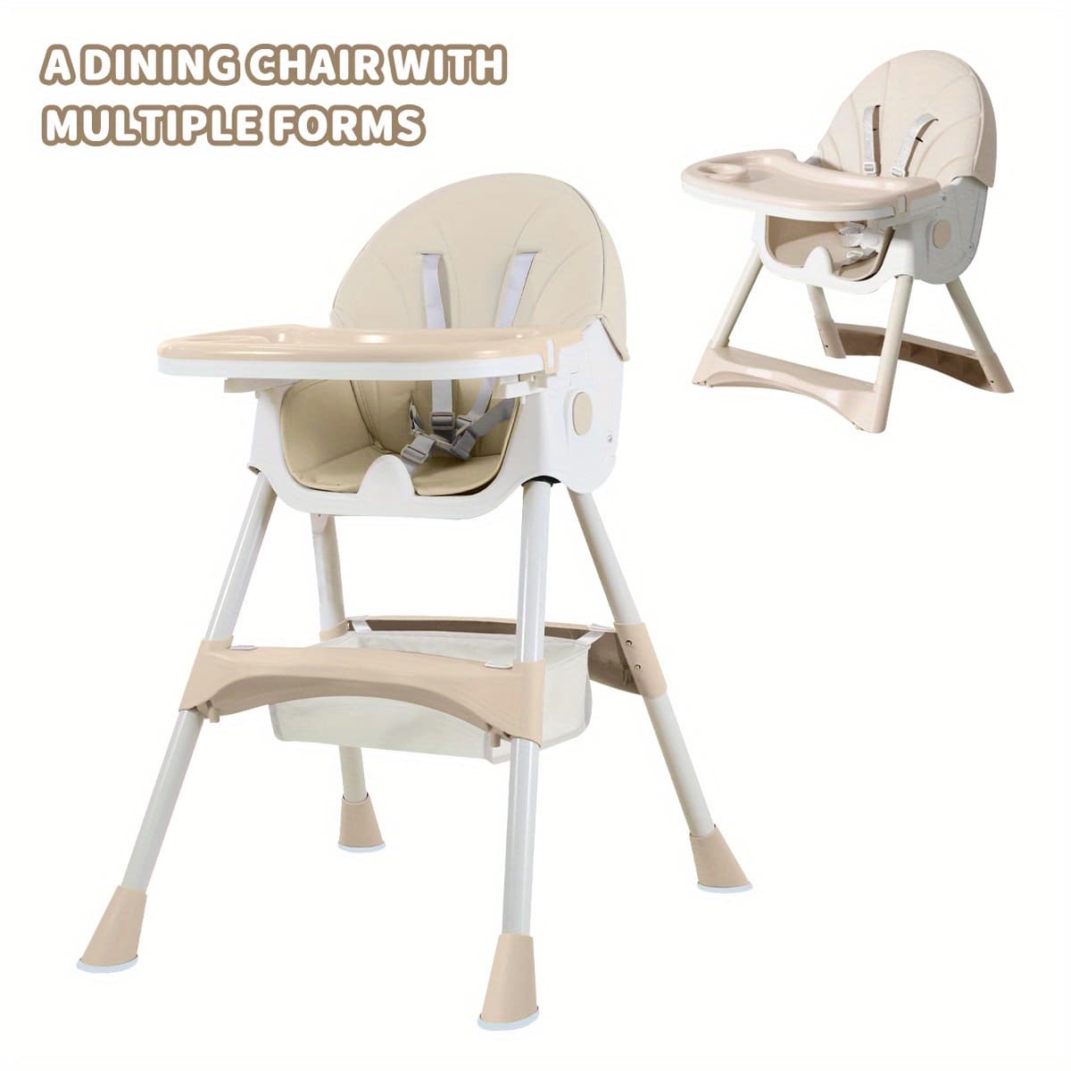 TEMU Baby High Chair, Children Are Fed At A Height Of , With Removable Tray, Foldable Portable Dining Chair