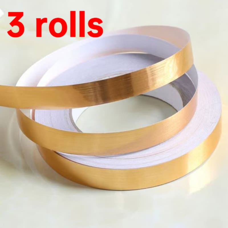 TEMU 3 Rolls Of Gold-colored Waterproof Wall Edge Seam Stickers, Attractive Seam Tape, And Self-adhesive Tile Strips