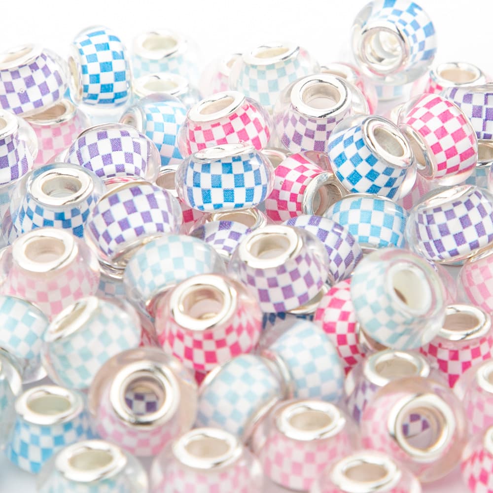 TEMU 30pcs European And Bracelet Bead Accessories Resin Large Hole Handmade Loose Beads Accessories Materials