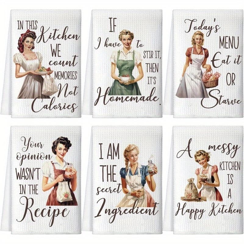 TEMU 6pcs 18×26 Inch Funny Joked Kitchen Dish Towel Bar Absorbent Funny Dish Tea Towels With Sayings Hilarious Hand Kitchen Gift For Hostess Mom Housewarming Gifts For Women