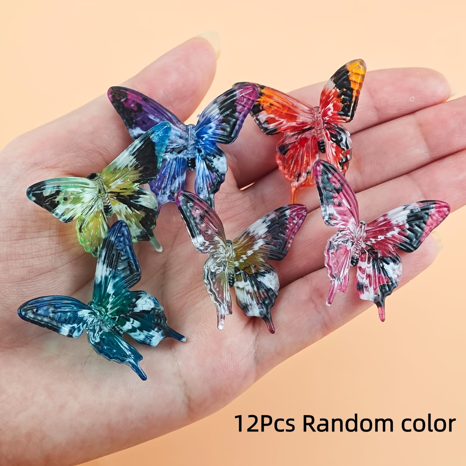 TEMU 12pcs Random Color Acrylic Beads, Suitable For Crafts Such As Beaded Pens