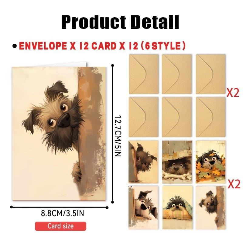 TEMU 24pcs Featuring Adorable Puppies, Perfect For Sending New Year Wishes In 2025. Blank Greeting Cards Are Ideal For Family, , , And Used For Birthdays, Christmas Gifts, And
