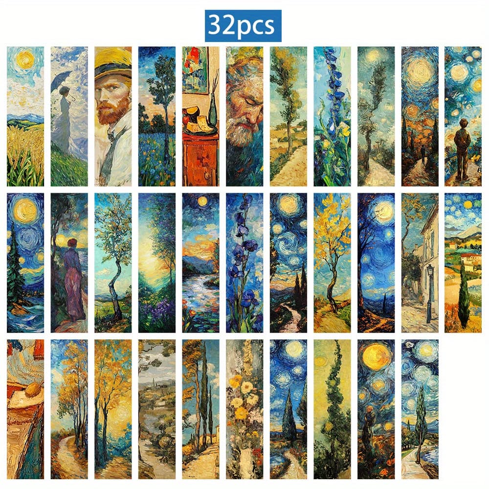 TEMU 32pcs, Vintage Van Starry Sky Series Bookmarks, Van Landscape Bookmarks, Practical And Durable Reading Markers, For Book Lovers, Students, Teachers, And , Ideal Reading Reward Easter Gifts