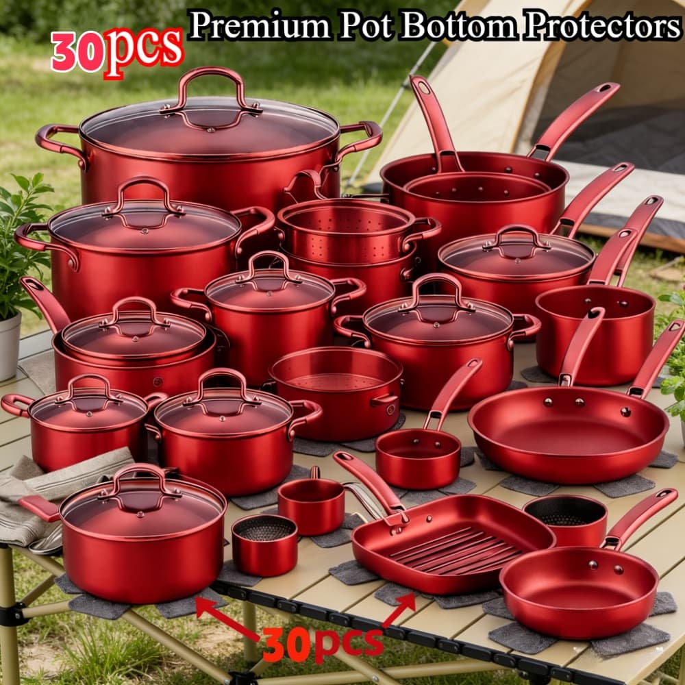 TEMU 30pcs Thickened Heat-resistant Scratch-proof Pot Bottom Mats, Made Of Polyester And Felt, Hand Wash Only, Kitchen Safety Protection Mats