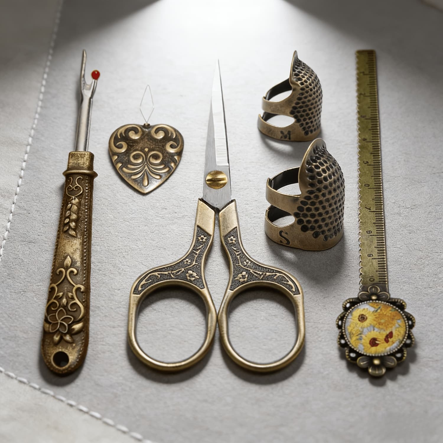 TEMU Embroidery Scissors Set, Vintage European Tailoring Tools, Includes Embroidery Scissors, Thimbles, Ruler, Embroidery And Supplies, Comes In A Box