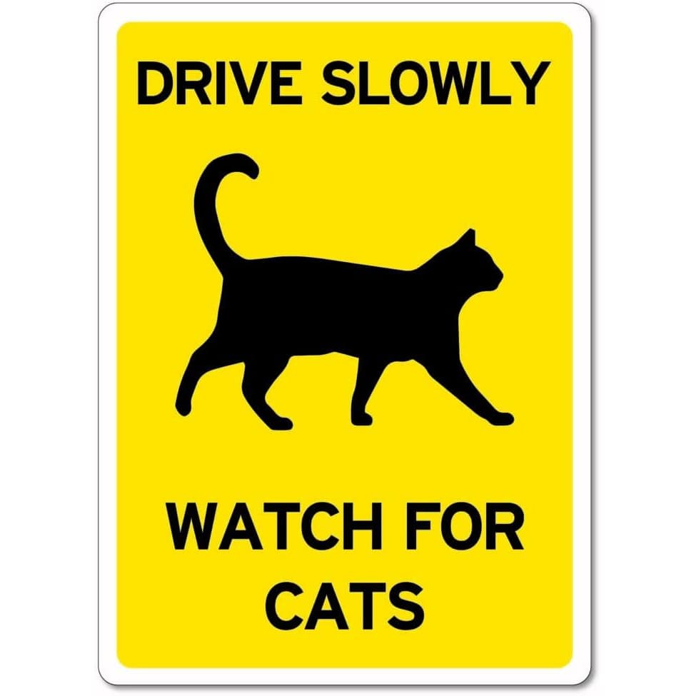 TEMU Metal Sign For Caution: Drive And Be Of Cats | Square Wall Decor, 20.32 X 30.48 Cm, Retro Design, Perfect For Celebrations