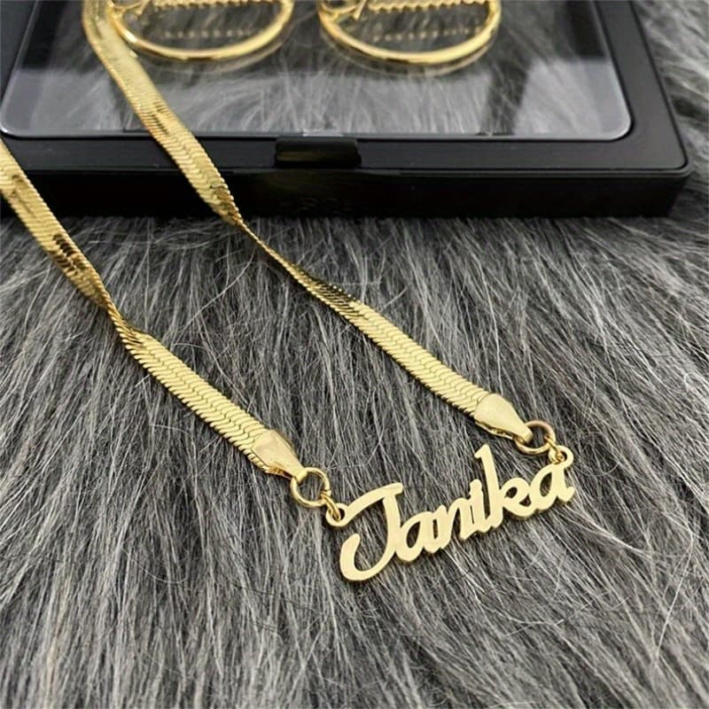 TEMU Personalized Name/initials Necklace & Hoop Earrings - Jewelry Set For, Dainty Snake Chain & Hoops, Minimalist Luxury Matching Pair For Casual Attire, Parties, Christmas Gift - Add ()