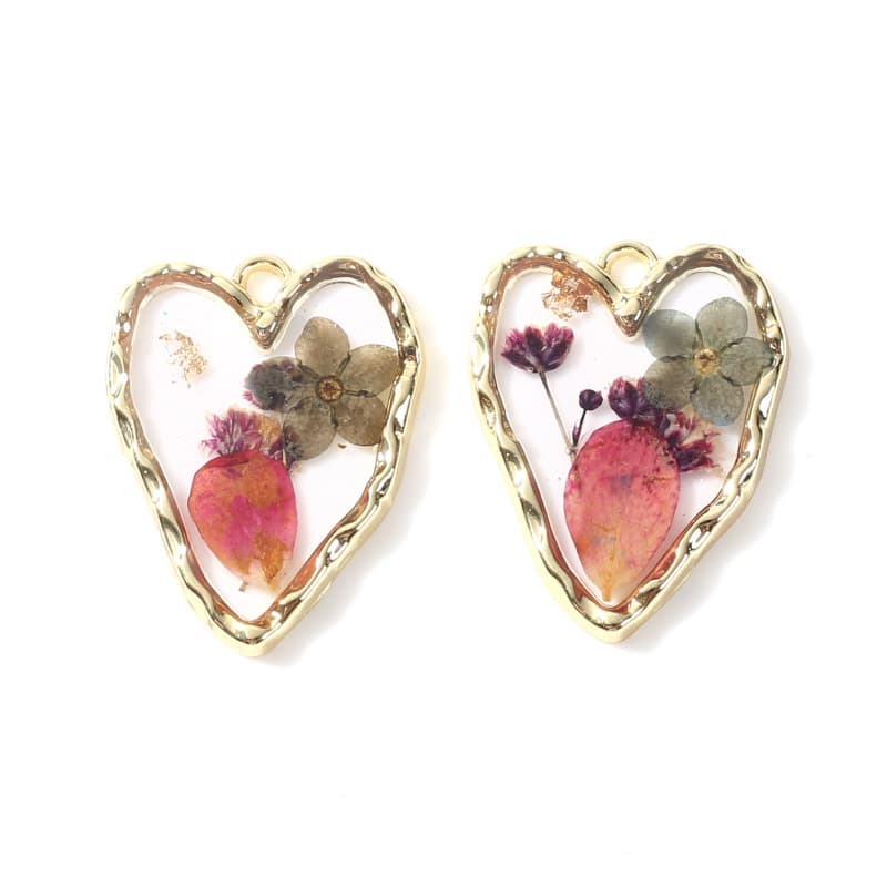 TEMU 6pcs Love Transparent Dried Flower Resin Pendant Earrings Necklace Handmade Jewelry Making Pendant, Resin Material, Crafty Accessories For Earrings, Necklace, And More