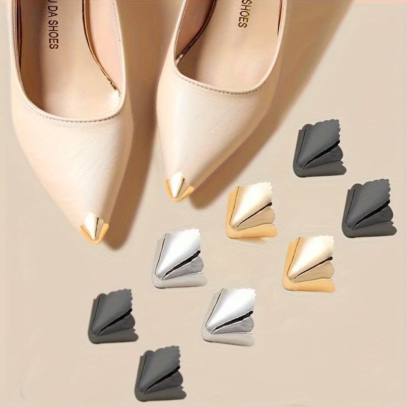 TEMU 8pcs Elegant Metal High Heel Pointed Toe Protector- Durable Pointed Cover, Suitable For Shoe Repair And Protection, In 3 Colors, Shoe ,