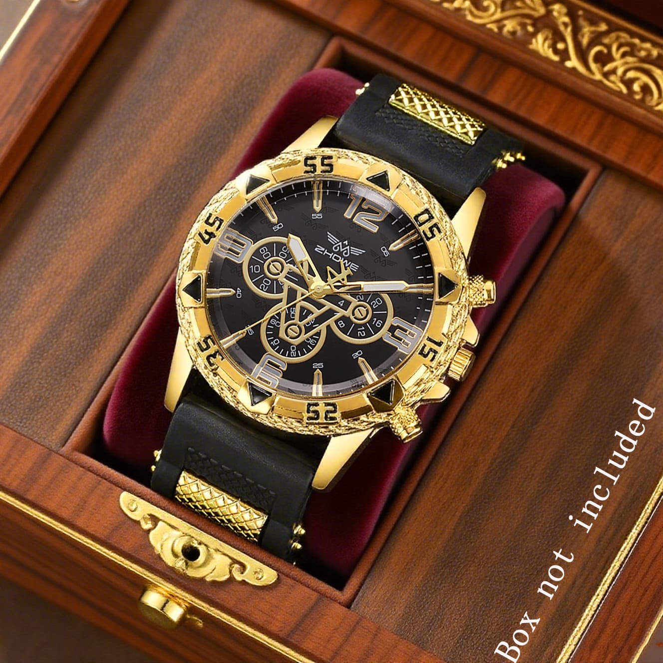 TEMU Luxury Business Men Watch Silicone Strap Quartz Wristwatch Male Calendar Clock Reloj Hombre