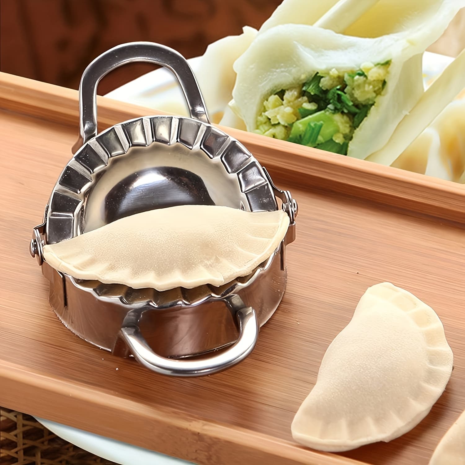 TEMU Stainless Steel Dumpling Maker- For Easy-to-use Pressing And Cutting Tool For Perfect Dumplings, Pies, And Pastries- Essential Kitchen Gadget For Preparation, Dumpling Maker