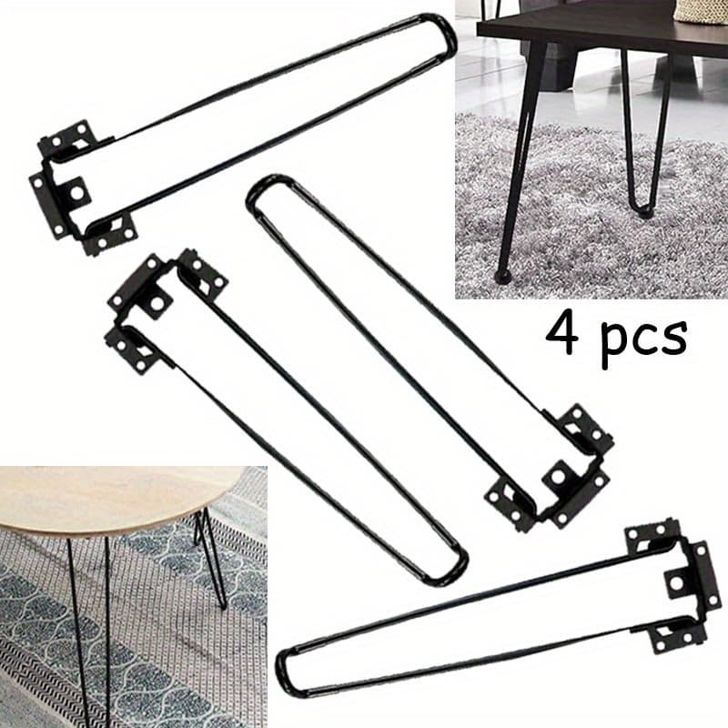 TEMU Set Of 4 Collapsible Metal Hairpin Legs For Furniture, Suitable For Coffee Tables, Side Tables, Laptop Tables, And Mini Desks