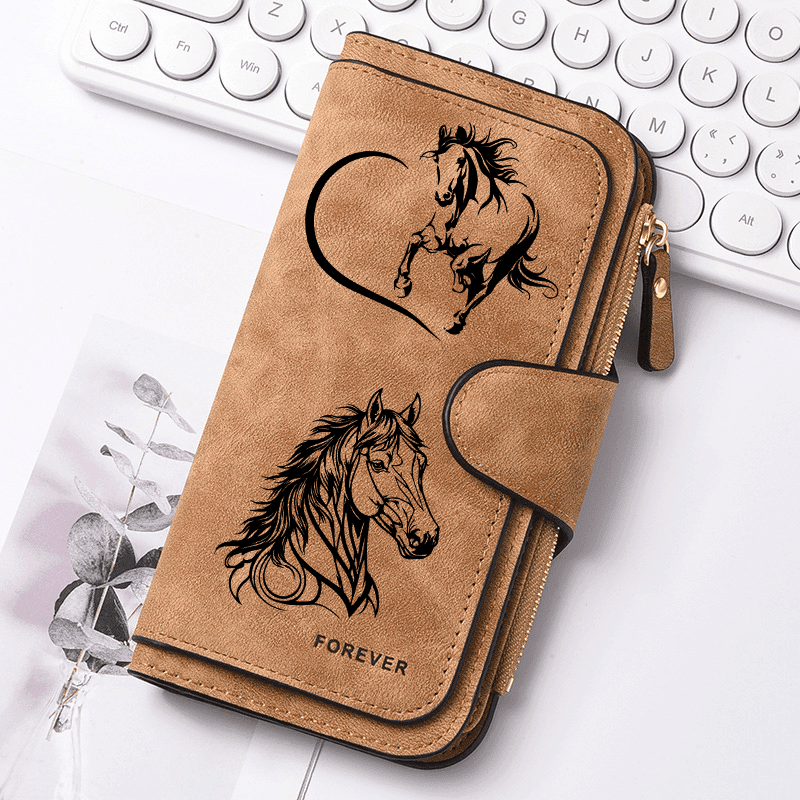 TEMU Wallet, Retro Card Holder, Ultra-thin And Soft, Multiple Card Slots, Id Card And Credit Card Holder, Travel , Men's Ideal Gift, Cute Wallet, 2026 Horse Theme Women's Long Wallet, The Chic, The