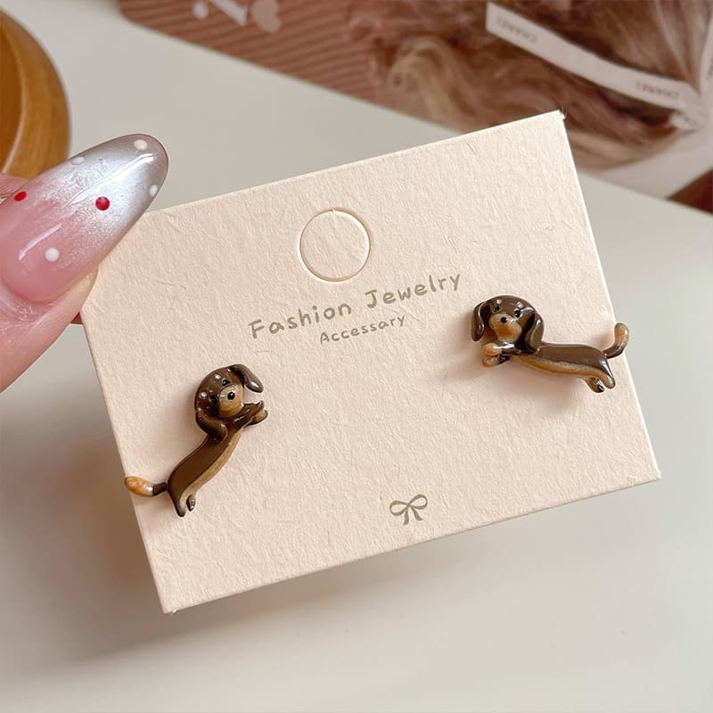 TEMU Cute Dachshund Dog Dangling Earrings, Acrylic Material Design Coffee Bell Earrings, Perfect For Daily, Attend A Party With Cute For Animal Earrings, A For