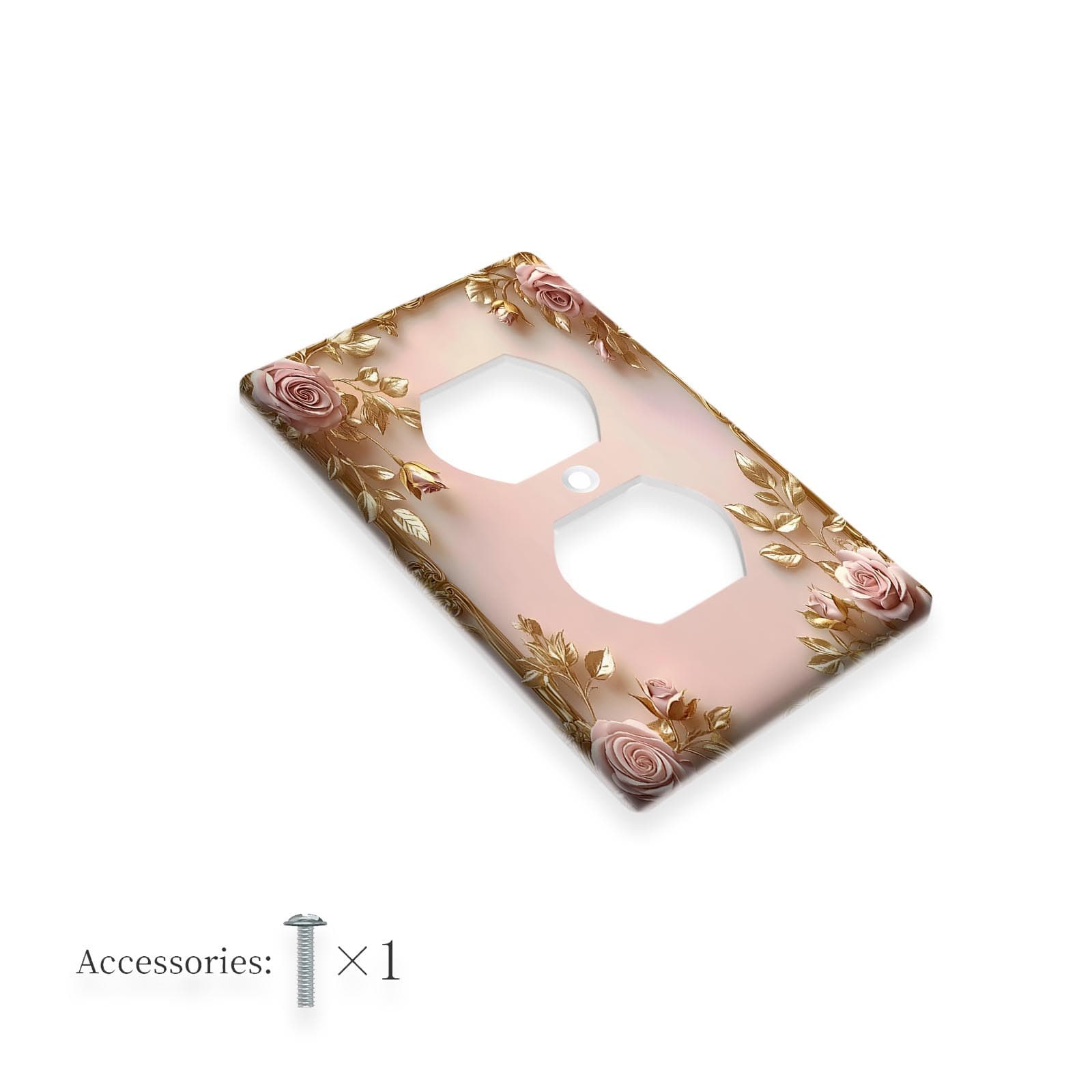 TEMU 1pc 1gang/2gang Golden Rose Decorator Light Switch Cover Heat And Fade Resistance Electrical Outlet Covers Decorative Wall Plate
