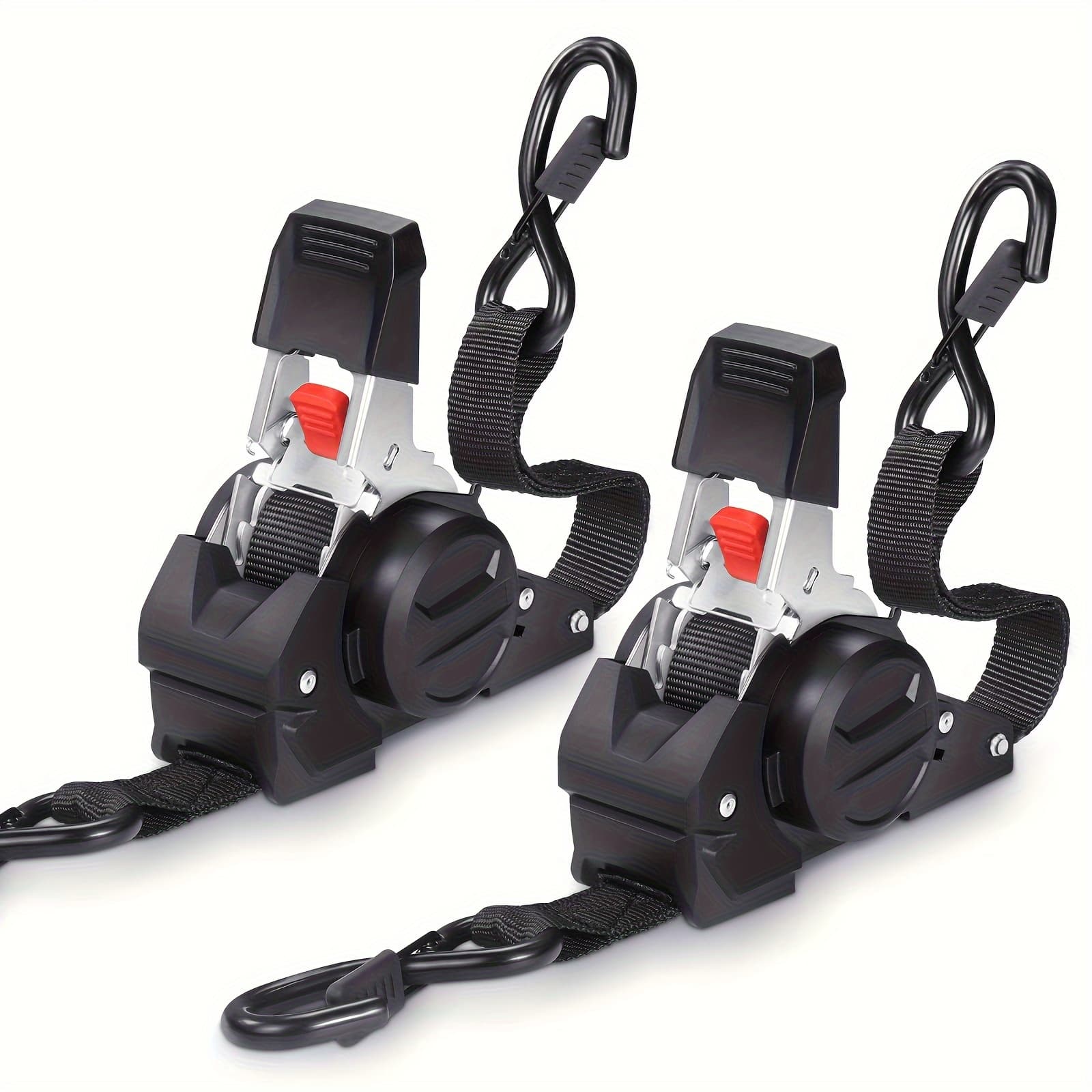 TEMU Automatic Adjustable Ratchet Straps With Speed Control For Retraction, Specifications, Featuring Hooks And Storage Bags For Securing Cargo, Ideal For Motorcycle Transport And Towing