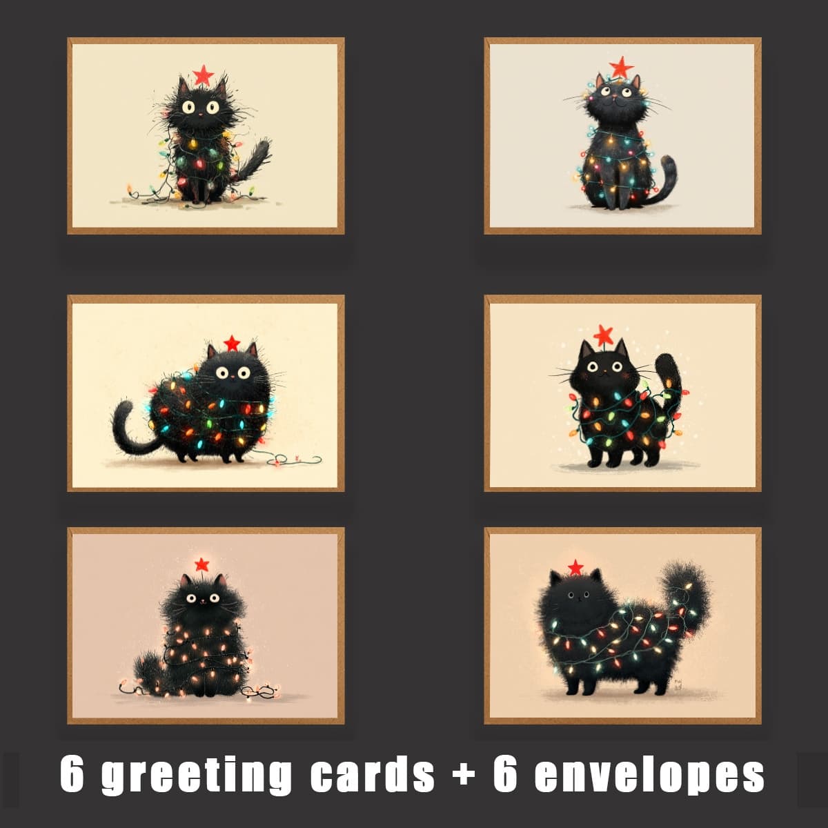 TEMU 1set/12pcs/24pcs/48pcs Christmas Cat, Pumpkin, Pattern Greeting Cards With Envelopes, Folded 9*13cm/3.54*5.11in, 18*13cm/7.08*5.11in, Cards For Family, , Teachers, Message Cards