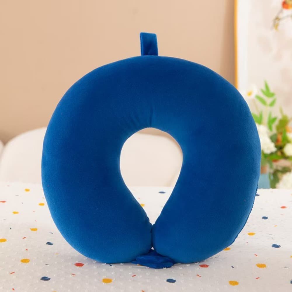 TEMU Soft Slow-rebound Foam Neck Pillow | Grey, Non- Fabric, Acrylic, Medium Soft Firmness, Hand Wash Only, Solid Neck Health -shaped Pillow For Travel