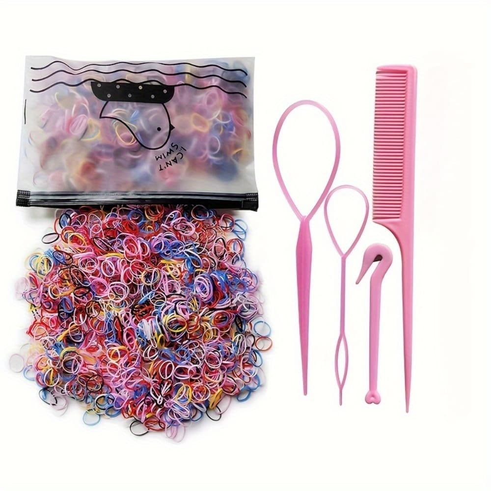 TEMU 504pcs Colorful Hair Loop Hair Accessory Set Suitable For Girls Traveling, Parties, Schools, Headwear, Combs, Hair Braiding Tools, Styling Tools, Gifts