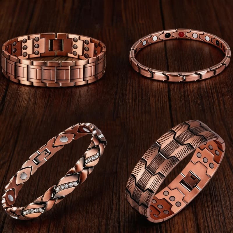 TEMU 4pcs Copper Magnetic Bracelets | Vintage Style Adjustable Bracelets, Suitable For Daily Wear And Gifting, Ideal For Parties, Vacations, Weddings, And Father's Day