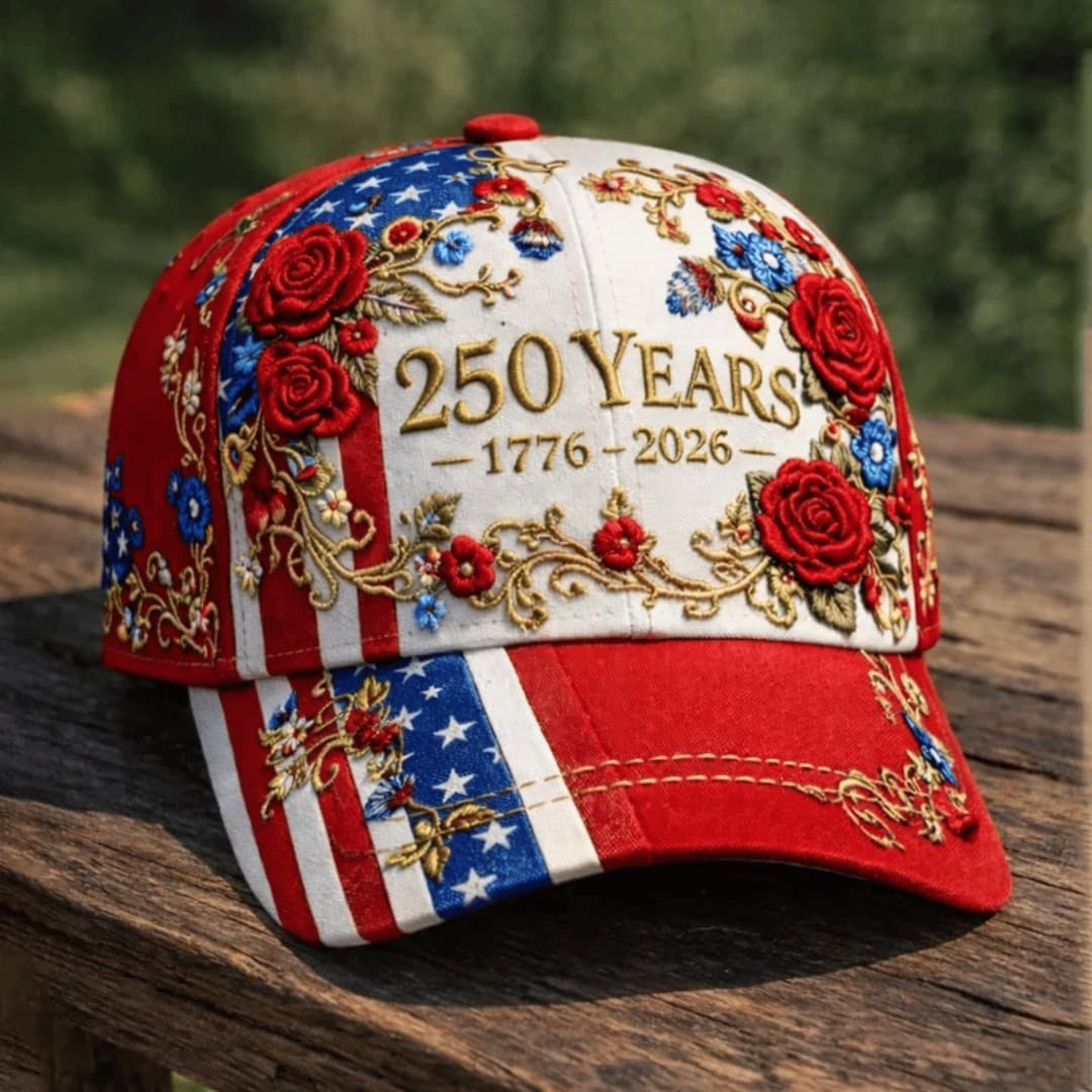 TEMU 250th Anniversary 3d Rose Flower Print Baseball , Women's Sun Hat, Suitable For Daily Wear, Day Celebrations, And Casual Outfits