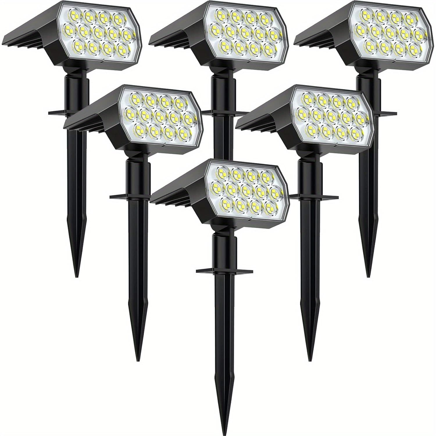 TEMU 6pcs, Outdoor Solar Spotlight, [6pcs/52 Leds/3 ] 2in 1 Solar Landscape Spotlight, Solar Security Light, Ip65 Wall Light For Walkway Yard Garden Driveway Landscape Lighting(white, Warm Color)