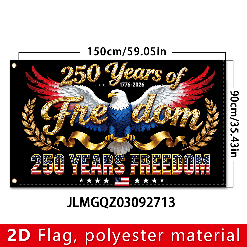 TEMU 2d Flat - 2d Flat - 2d Flat Banner, 1pc, 250th Anniversary Of Of The United States Decorative Background Flag Flat, 150cm/90cm, 59.05in/35.43in, No Power Generation, Polyester Cloth