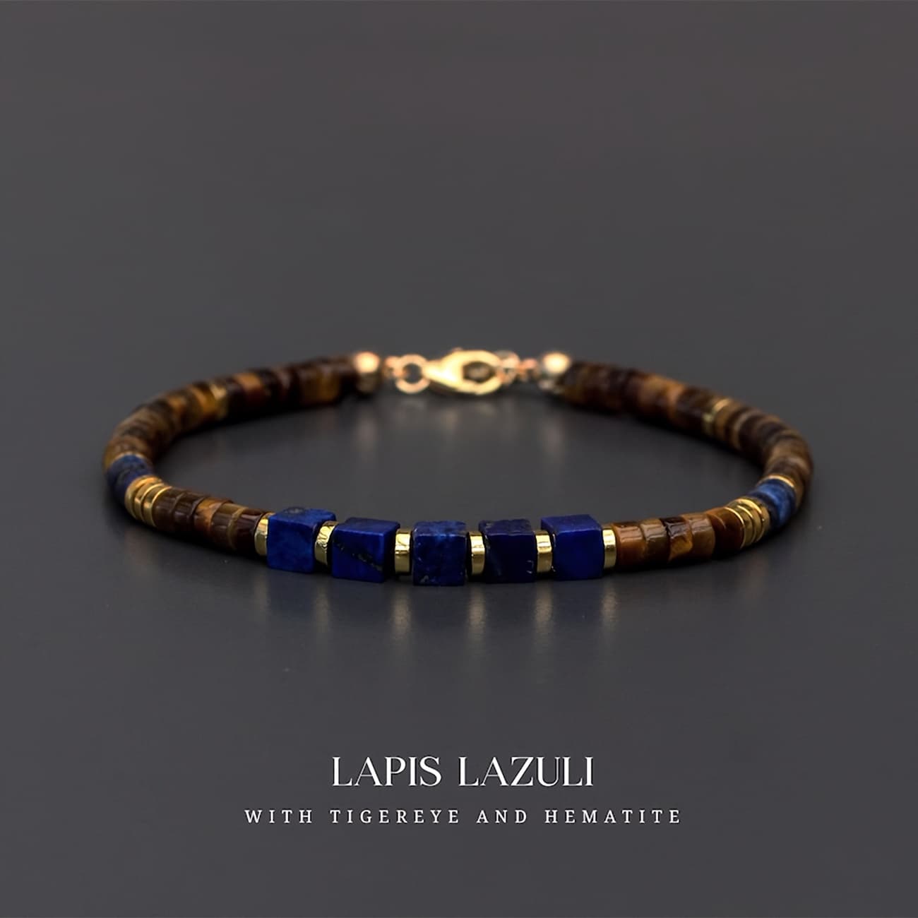 TEMU Men's Bracelet Featuring Lapis Square And Eye Beads, Symbolizing Strength, , And . Perfect For Social Events, Celebrations, And Everyday Wear. Handcrafted, It An For Holiday Gifts