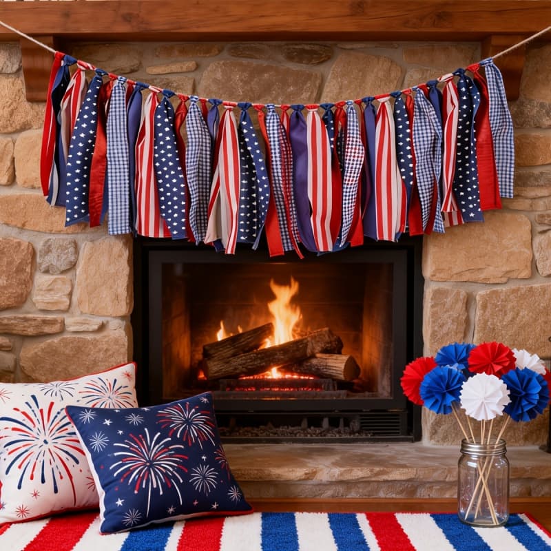 TEMU American Ribbon Flag Garland Patriotic Decorations Memorial Day Party Photo Booth Wedding Birthday Banner
