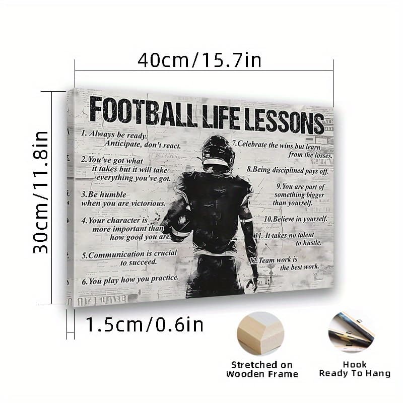 TEMU 2d Flat, Football Life Lesson Canvas Print: Motivational Wall Art, Ideal For Home Office Decoration, Weddings, Birthdays, Or Bachelor Parties.