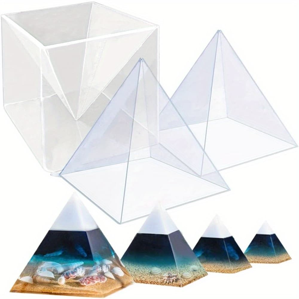 TEMU Extra Large Transparent Silicone Pyramid Molds For Resin, 2 Inner Pyramid Silicone Molds + 1 Plastic Frame, Glossy Resin Mold For Chakra Orgonite Orgone Pyramid Crafting