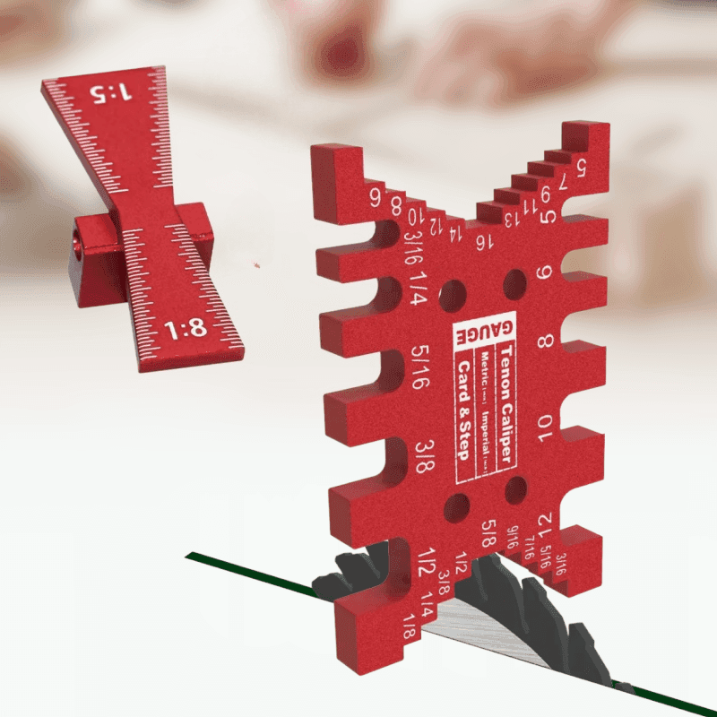 TEMU 2pcs Aluminum Alloy Tenon Gauge And Dovetail Marker Kit | Dovetail Marking Template, Dovetail Jig, Table Saw Depth Gauge, No Electricity Required