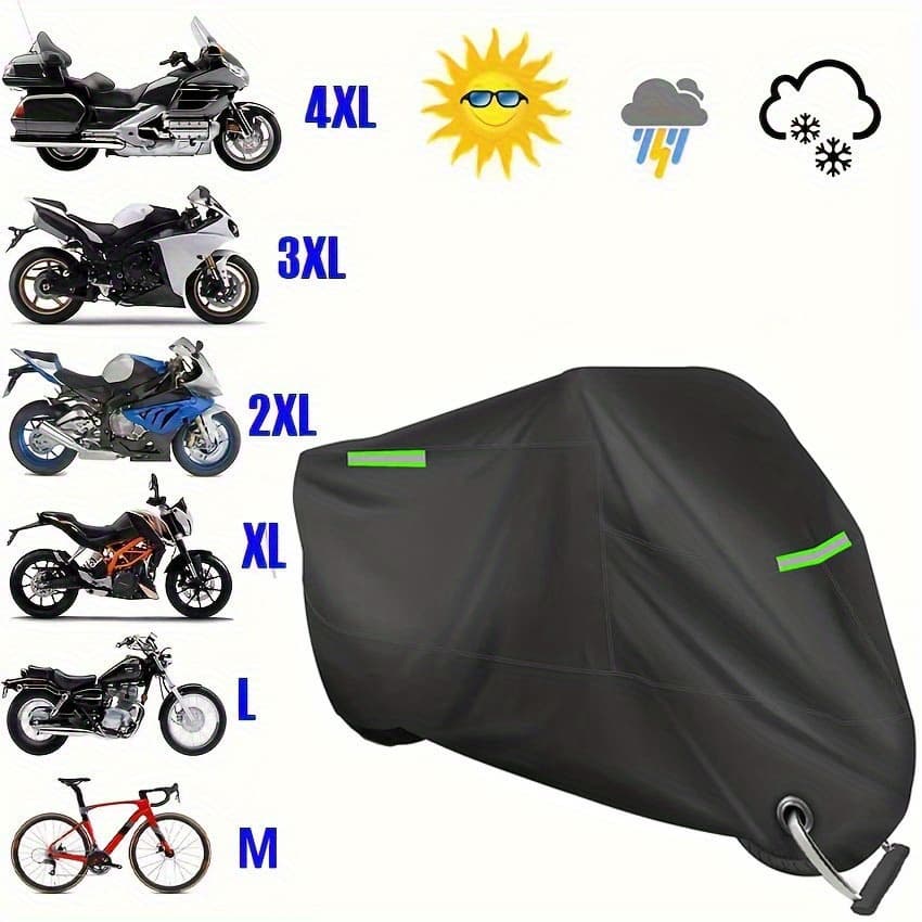 TEMU Motorcycle Cover, Black Spray Brush 500d Reflective Electric Car Cover Universal Durable Quality Outdoor Sunscreen Scooter Shelter Tear Resistance, Universal