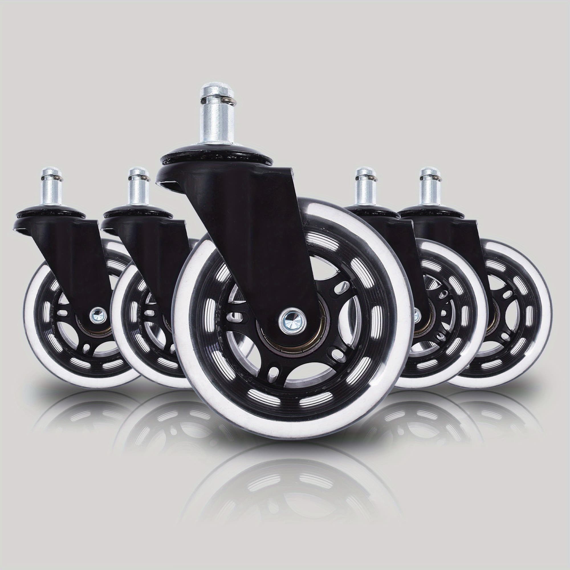 TEMU 5 Packs Office Chair Wheels, Heavy Duty Rubber Caster Wheel, Wood Floor Carpet Universal Casters, Alternative Desk Floor Mats (3 Inch)