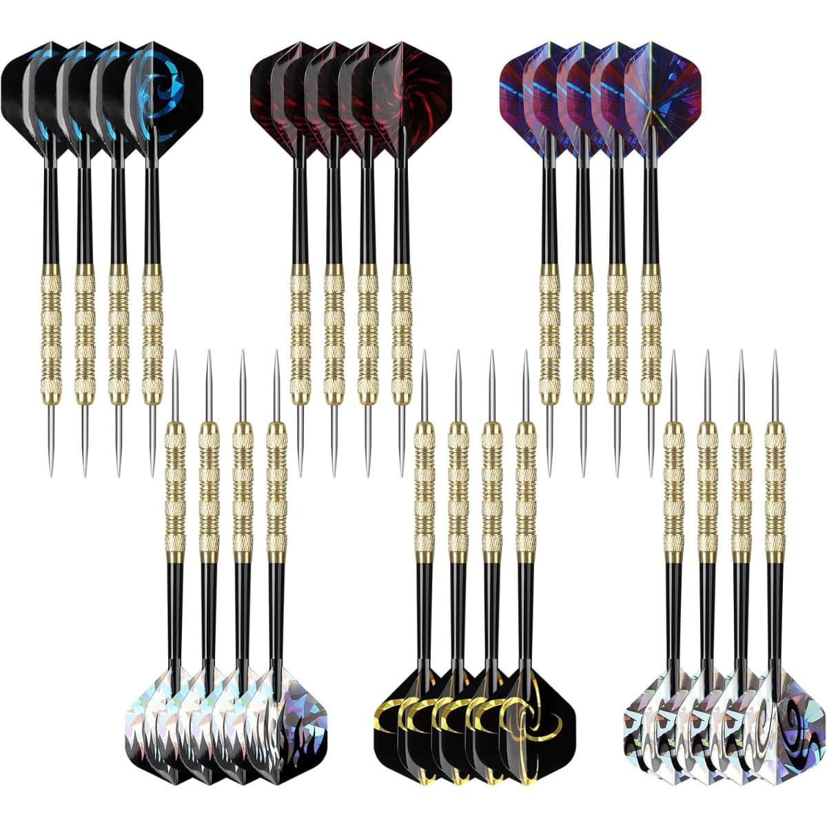 TEMU 24 Pack Metal Tip Darts | Steel Tip Darts Set, Mixed Color Iron And Pvc Material
