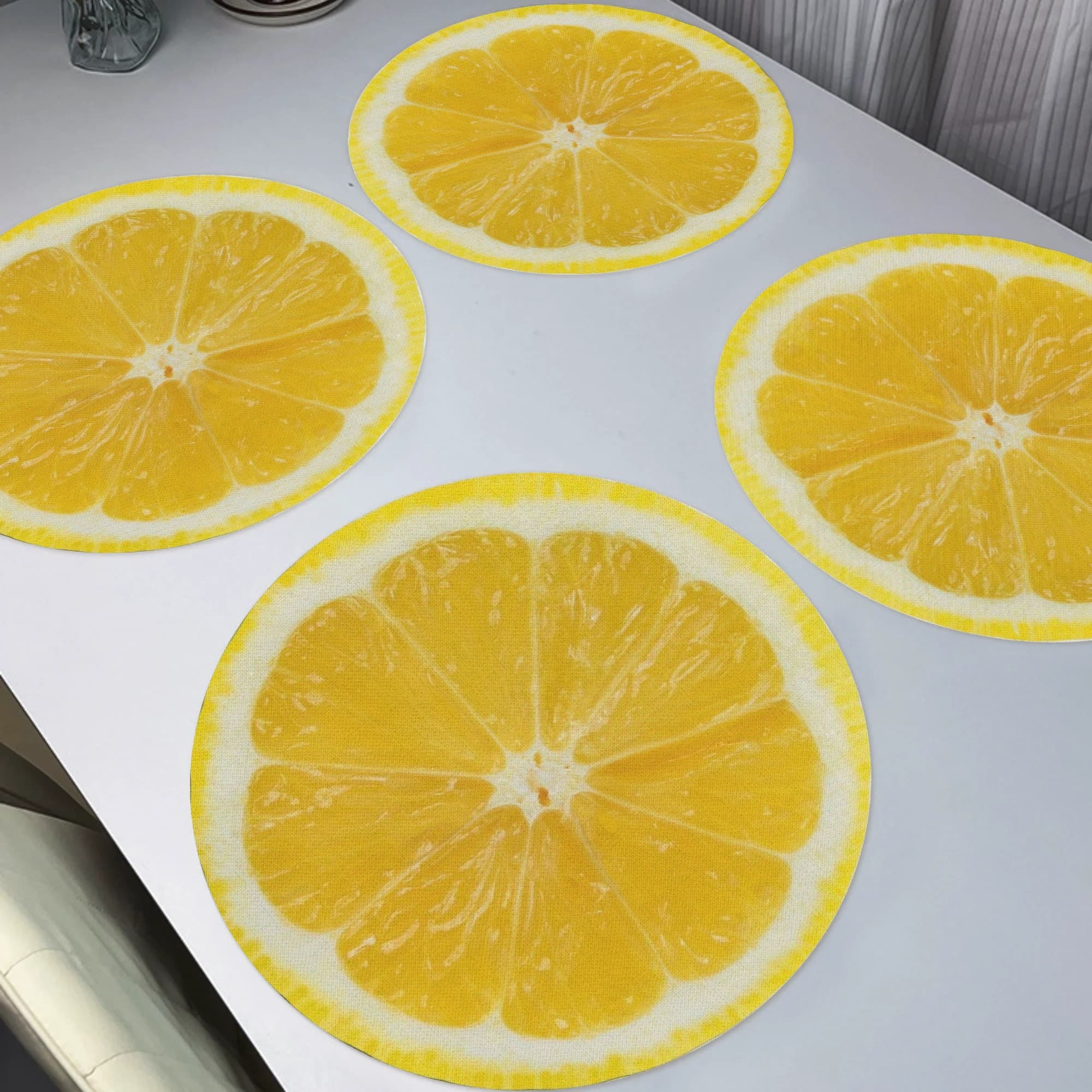 TEMU 4pcs Round Placemats Set Of 4, Summer Seasonal Table Mats 15" For Party Kitchen Dining Decoration