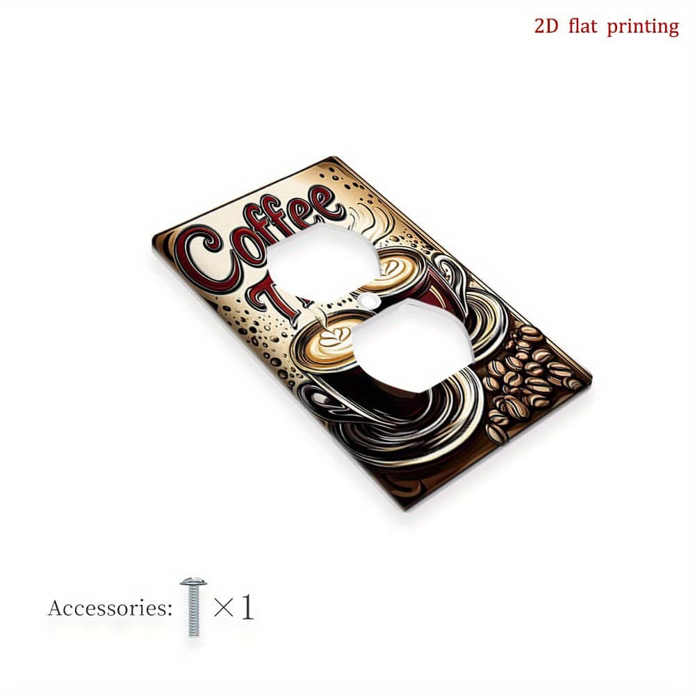 TEMU [2d Flat Printing] Coffee Cup Pattern Wall Plate Cover, Decorative Power Socket Cover For Bedroom, Kitchen, And Home, Unique Room Decor Accessory