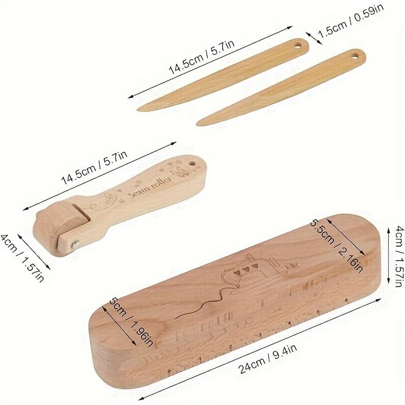 TEMU A Collection Of Wooden Sewing And Ironing Implements - A Portable And A Tool For Pressing , Accompanied By A Storage Box, Which Includes Wooden Tailors And Turners - 1 Set