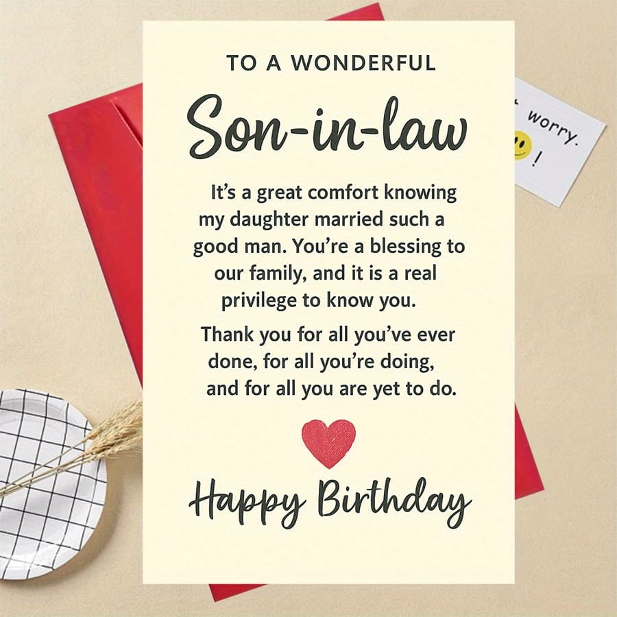 TEMU 1pc Funny Giftsthoughtful Birthday Card For Son-in-law, Perfect Gift For Family, Message Of Gratitude And Appreciation For And Support