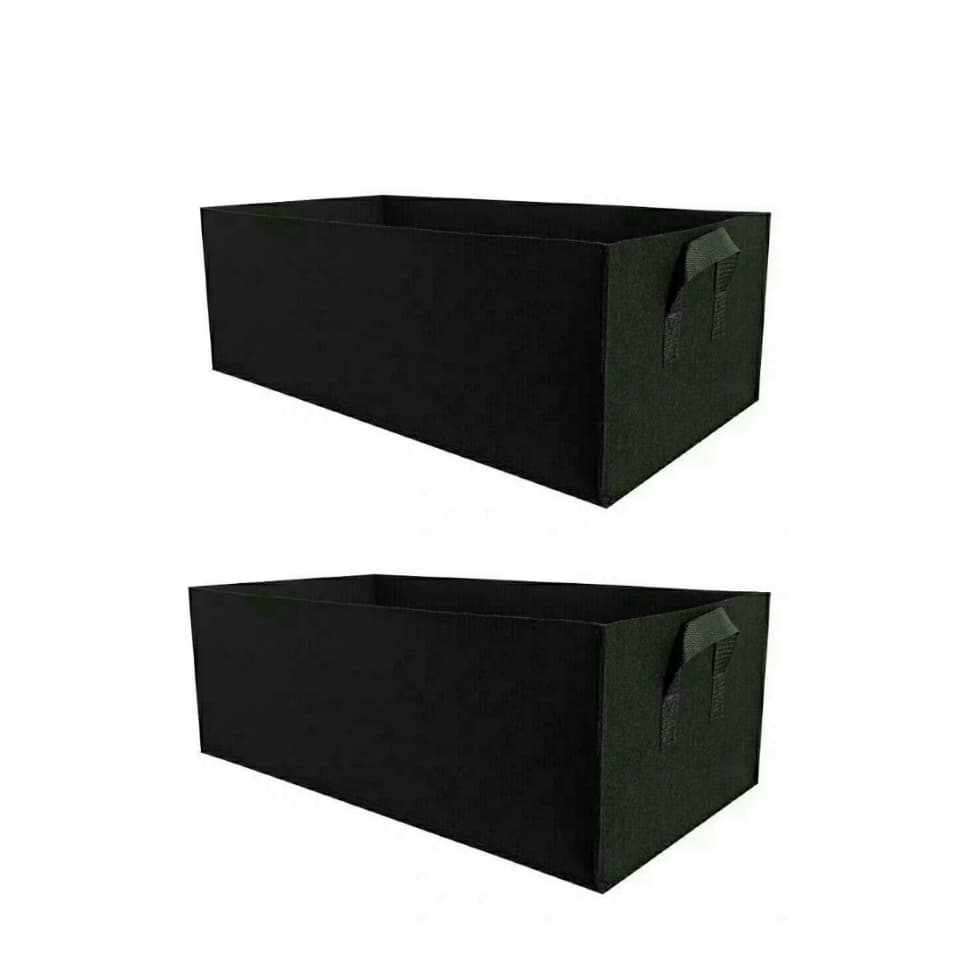 TEMU 2pcs Felt Rectangular Planting Bags, Farm Felt Planting Buckets, Garden Flower Seedling Boxes