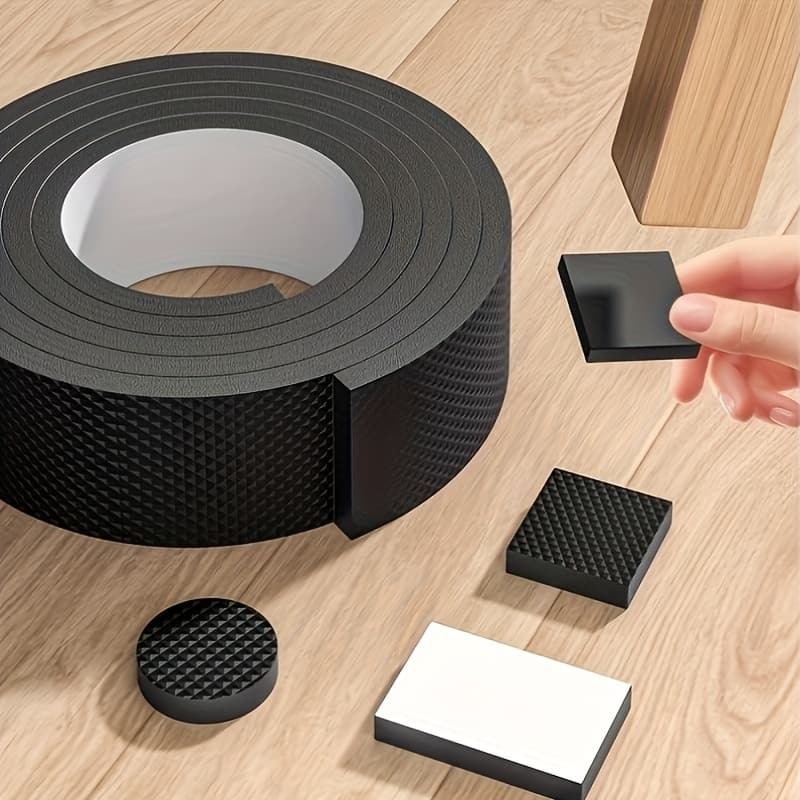 TEMU 2m Black Anti-slip Chair Leg Pads, Trimmable -reducing Furniture Protectors For Tables, Chairs& Floor Protection