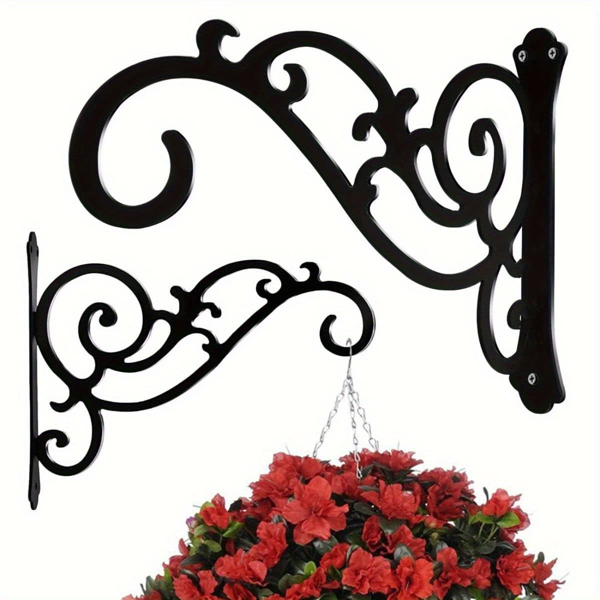 TEMU 2pcs Large Wall-mounted Flower Shaped Hanging Baskets - Contemporary /outdoor Iron With Irregular Flower, (baked Enamel) For Balcony,, Living Room - Rustic Hanging Flower Racks For Plants,