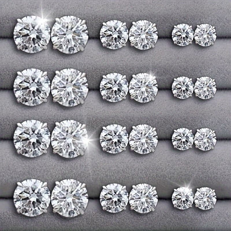 TEMU 12 Pairs Of Inlaid Round Zirconia Earrings Set, Elegant Ear Jewelry Decoration Party Gift