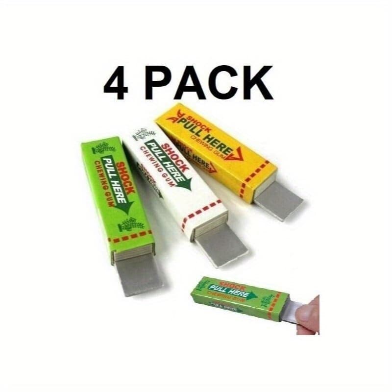 TEMU 4-pack Realistic Vibration Gum Prank Toys - Fake Gag Gag Gifts With 4 Color-coded (green/white/yellow) Shocking Gummy Tablets - Plastic Novelty Party Favors For & S, Practical Joke