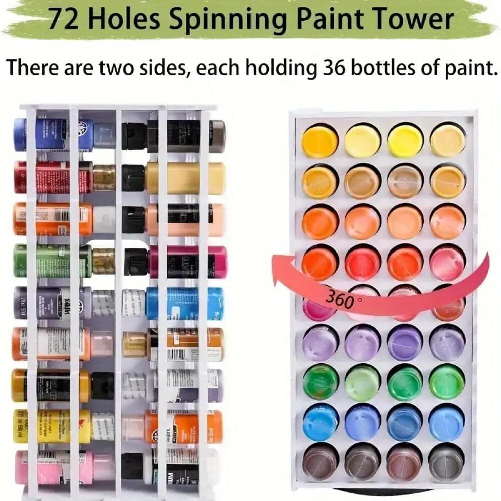TEMU 72-slot Paint Organizer Wall Mountable And Detachable - Durable Craft Paint Holder, Portable Art Supply Storage Rack For Home And Studio Use, White, Paint Storage Organizer, The For A Gift
