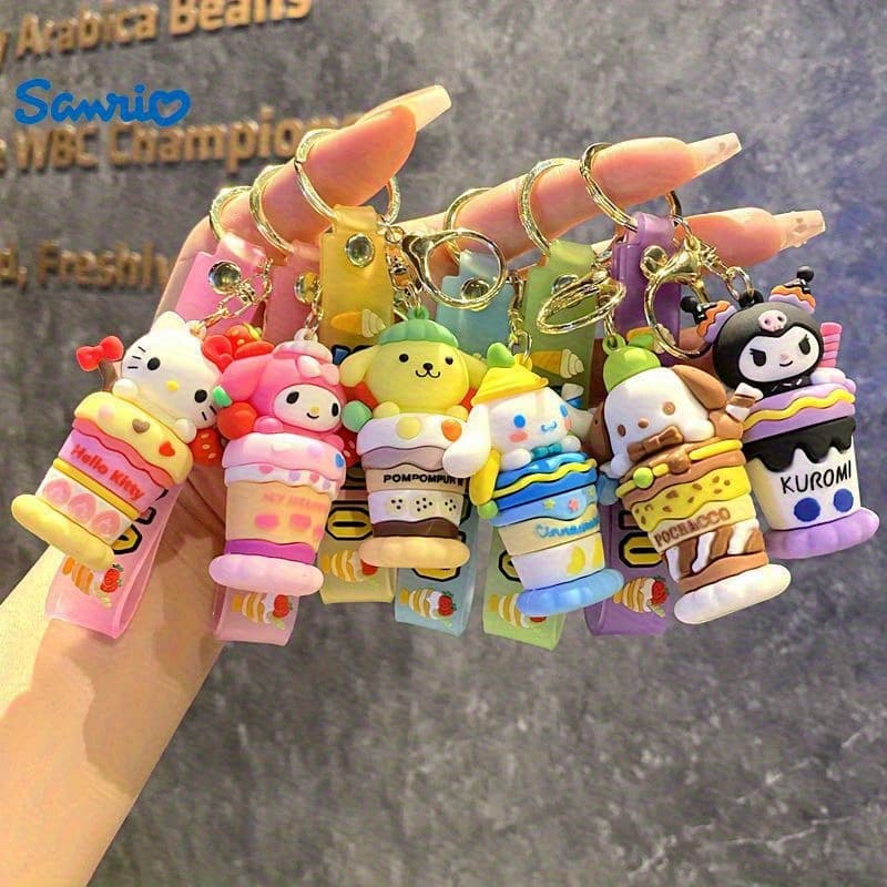 TEMU 6pcs Kuromi And Hello Kitty Keychain Set, Adorable Women's Keychain, Keychain, Backpack Charm, Car Keychain, Small Additions Ideal For Women To Use When Out, Perfect Gift For The Holidays