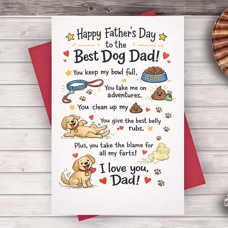 TEMU 2pcs (one Envelope And 1 Greeting Card) Father's Day Greeting Card For Dog Lovers Funny Dog Dad Card Perfect Gift For Pet Owners Appreciation And Special Occasions