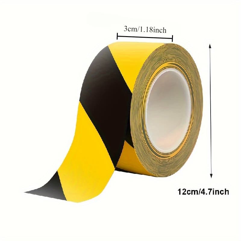 TEMU 1pc Pvc Warning Tape - Black And Yellow Striped Safety Tape, Resistant, , Durable And Suitable For Indoor And Outdoor Use