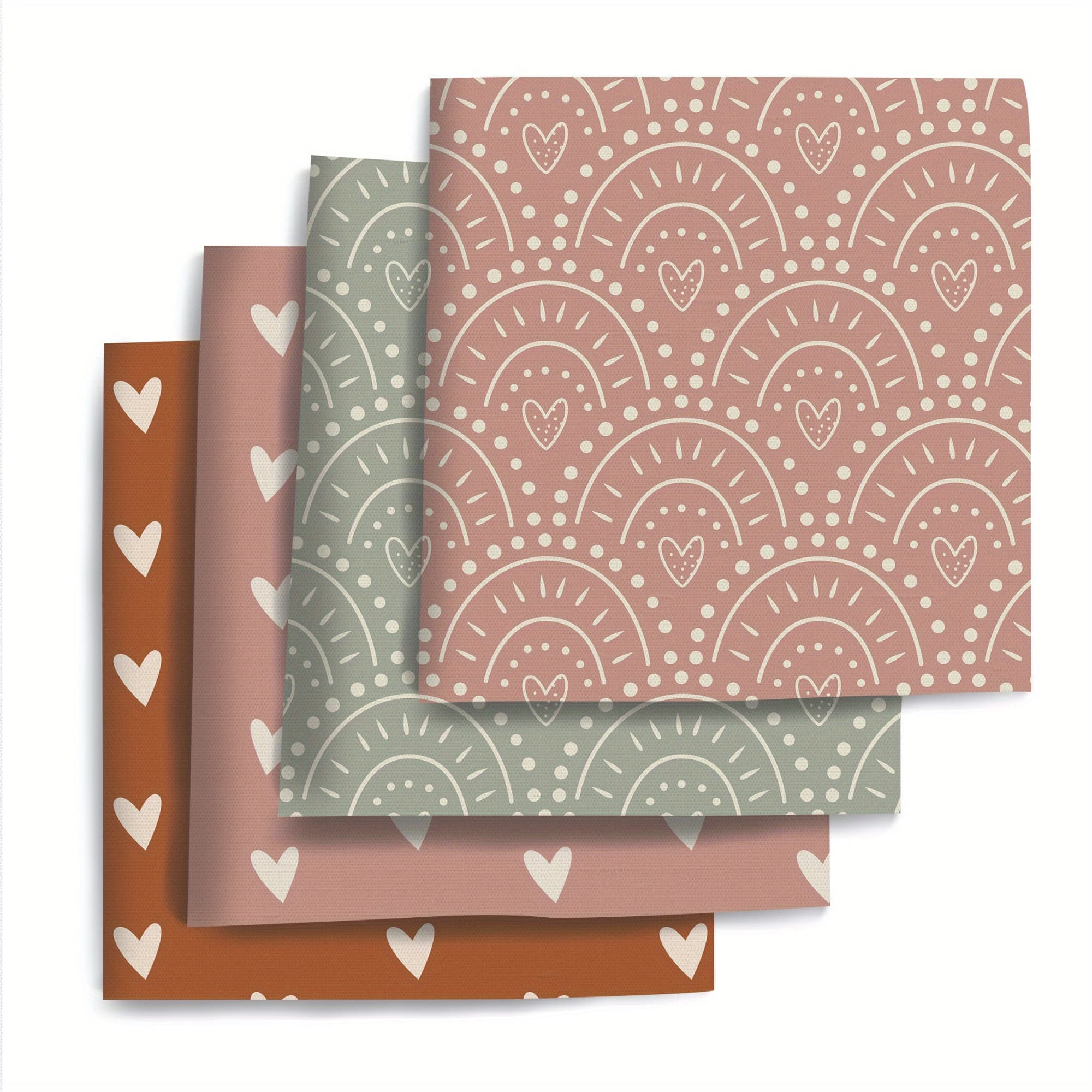 TEMU 4pcs/set 7.87x7.87inch(20x20cm) Heart Precut Quilting Fabric Bundle, Polyester Quilting Squares For , Diy Crafts Projects, Diy Wallet Making