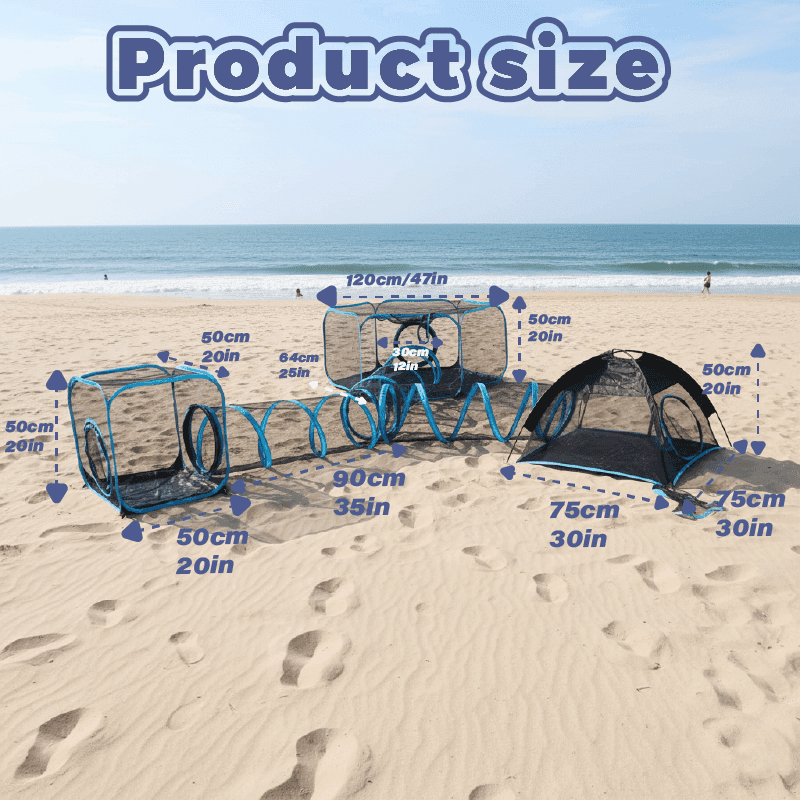 TEMU Portable Mesh Tents For Indoor Cats, Featuring Outdoor Enclosures, Tunnels, And Playhouses, Complete With A Free Carrying Bag And Metal Rods Suitable For Cats And Small Pets